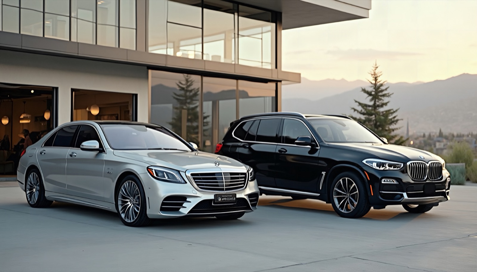 Mercedes-Benz S-Class and BMW X5 at auto glass service center in Utah